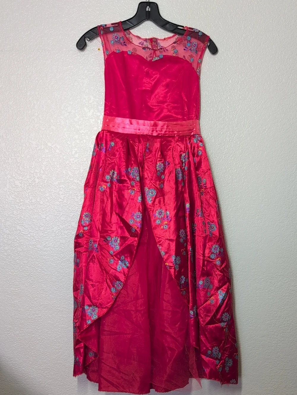 Disney Elena Of Avalor Girls' Floral High-Low Costume Princess Dress - Red